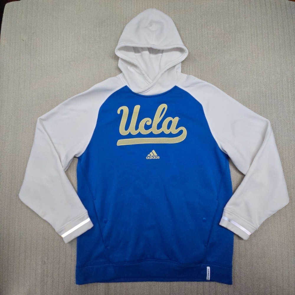 Adidas UCLA Bruins Hoodie Sweatshirt Mens Large Blue White Pullover Football
